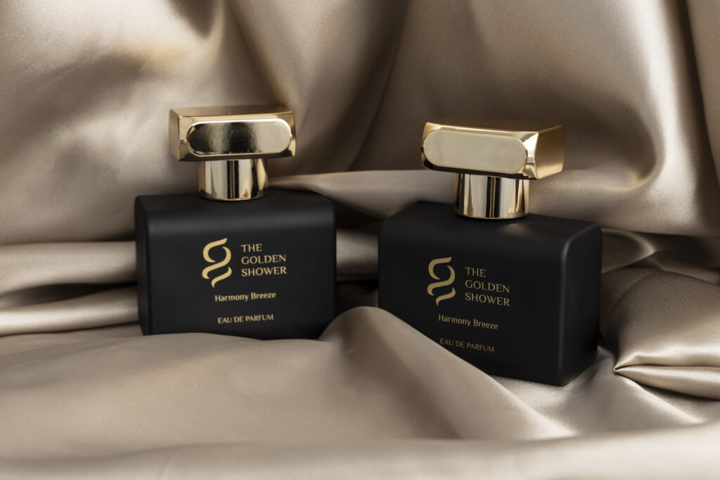 Luxury fragrance gift set in elegant black and gold packaging from The Golden Shower Beauty