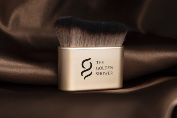 Streak-free self tanning brush with gold handle by The Golden Shower Beauty