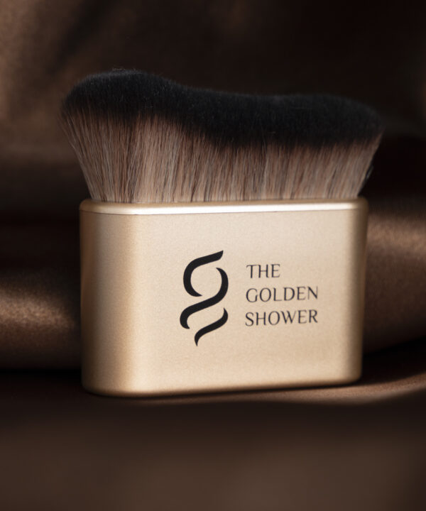 Streak-free self tanning brush with gold handle by The Golden Shower Beauty